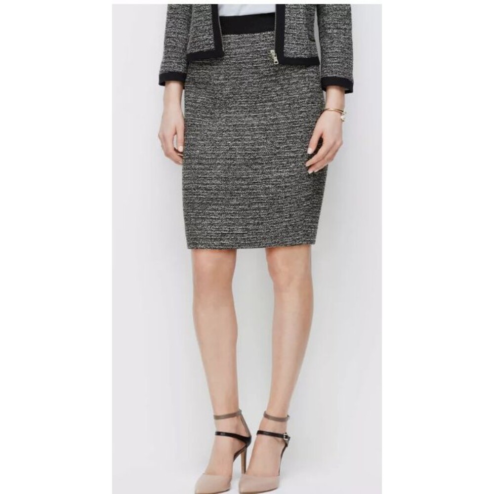 Ann Taylor Black and White Tweed Pencil Skirt
